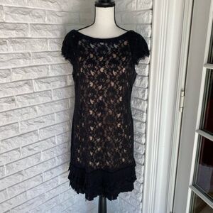 Jessica Simpson Flapper-Style Ruffle Lace Dress w/ Slip